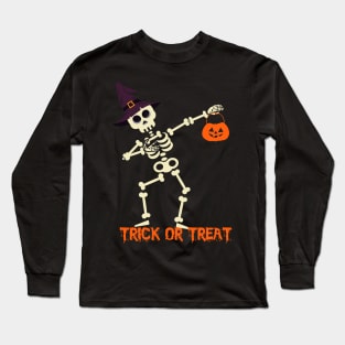 Kids Cute Boys Halloween Dabbing Skeleton Long Sleeve T-Shirt